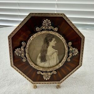 Vintage Victorian Picture Frame Terragrafics Enamel Metal Small Gift Brown